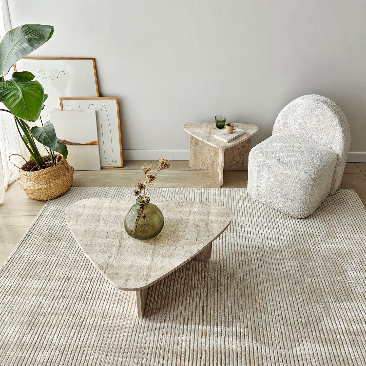 Τραπεζάκι Σαλονιού Set Travertine 90 x 60 x 35 εκ GR552NOS2575