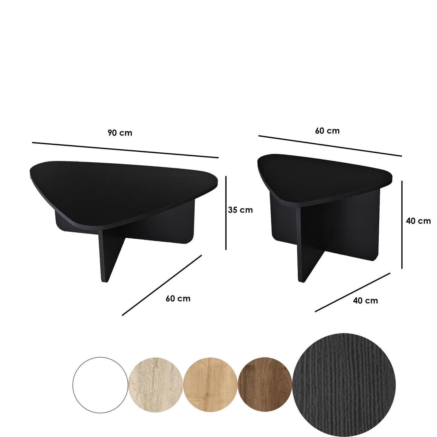 Τραπεζάκι Σαλονιού Set Μαύρο 90 x 60 x 35 εκ GR552NOS2576