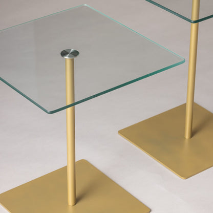 Τραπεζάκι Σαλονιού Set Χρυσό - Διάφανο 40 x 40 x 45 εκ GR552NOS2579