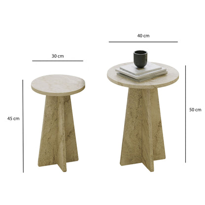 Τραπεζάκι Σαλονιού Set Travertine 40 x 40 x 50 εκ GR552NOS2581