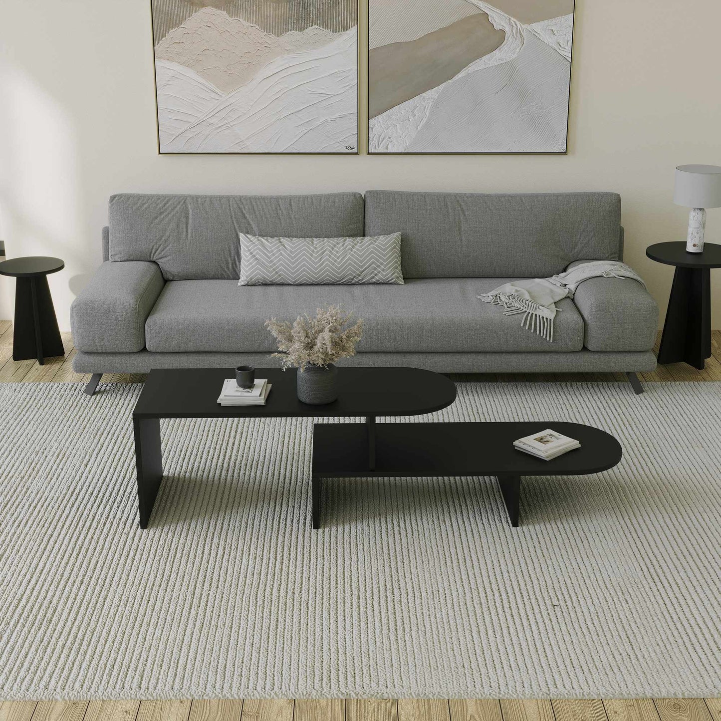 Τραπεζάκι Σαλονιού Set Μαύρο 100 x 40 x 40 εκ GR552NOS2594