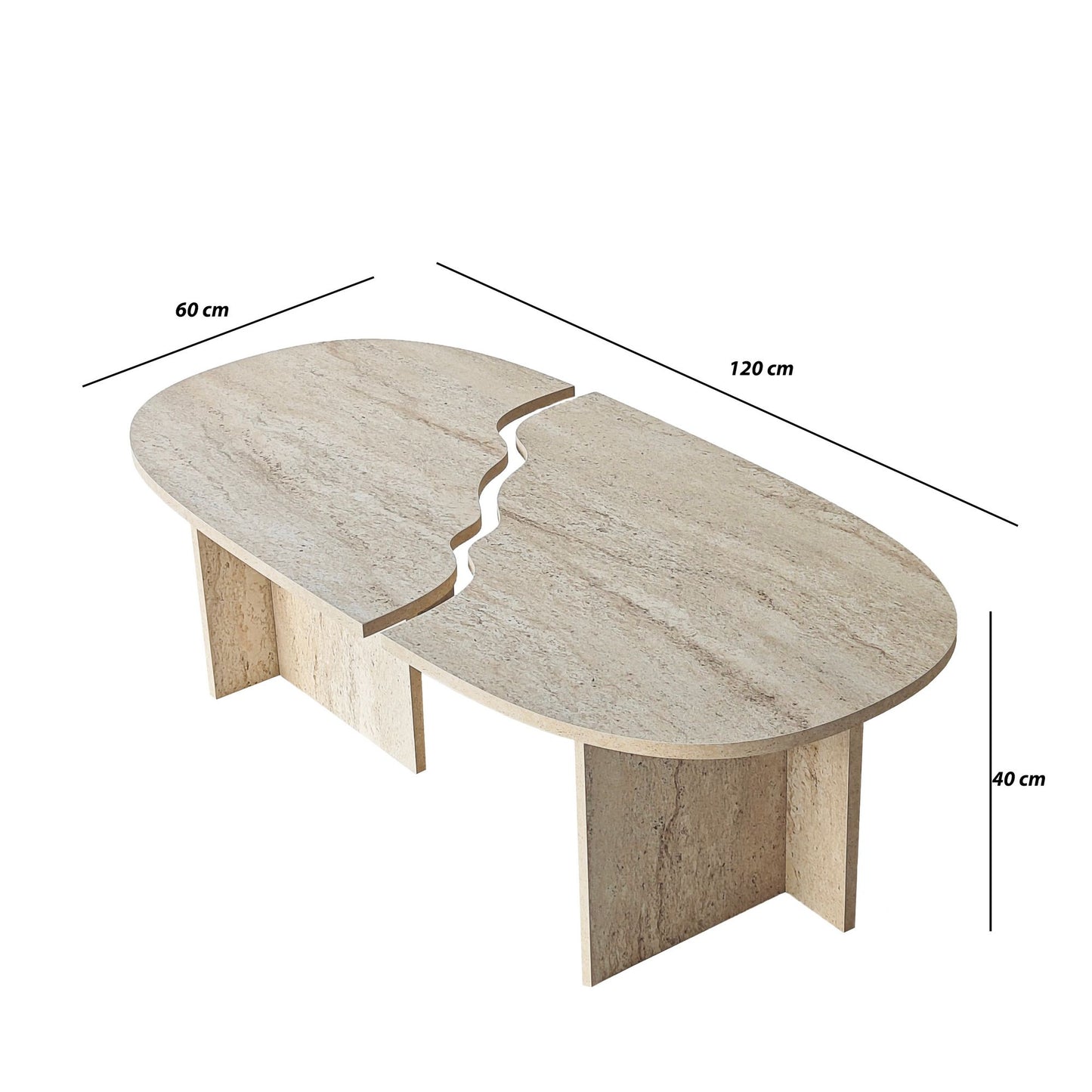 Τραπεζάκι Σαλονιού Travertine 120 x 60 x 38 εκ GR552NOS2598
