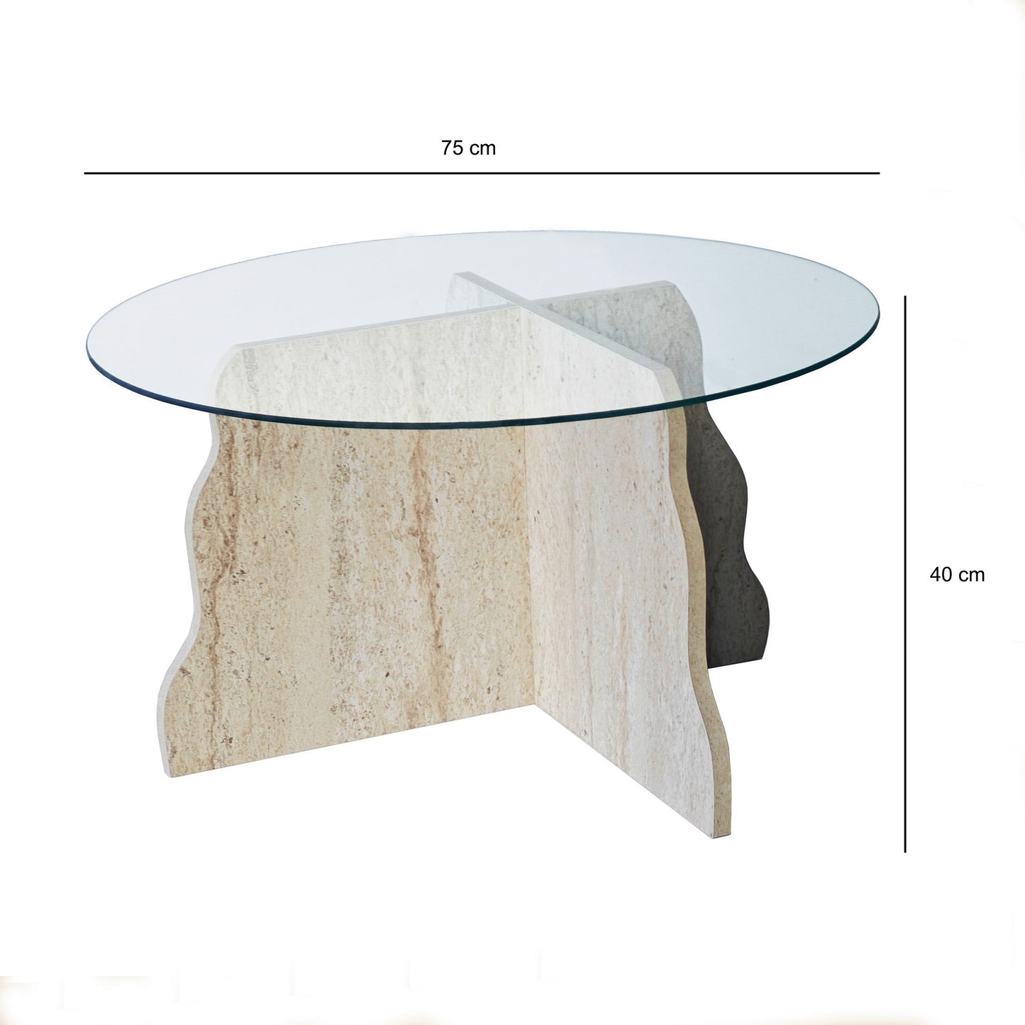 Τραπεζάκι Σαλονιού Travertine - Διάφανο 75 x 75 x 40 εκ GR552NOS2599
