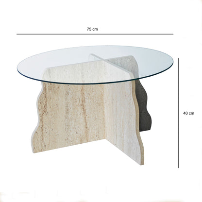 Τραπεζάκι Σαλονιού Travertine - Διάφανο 75 x 75 x 40 εκ GR552NOS2599