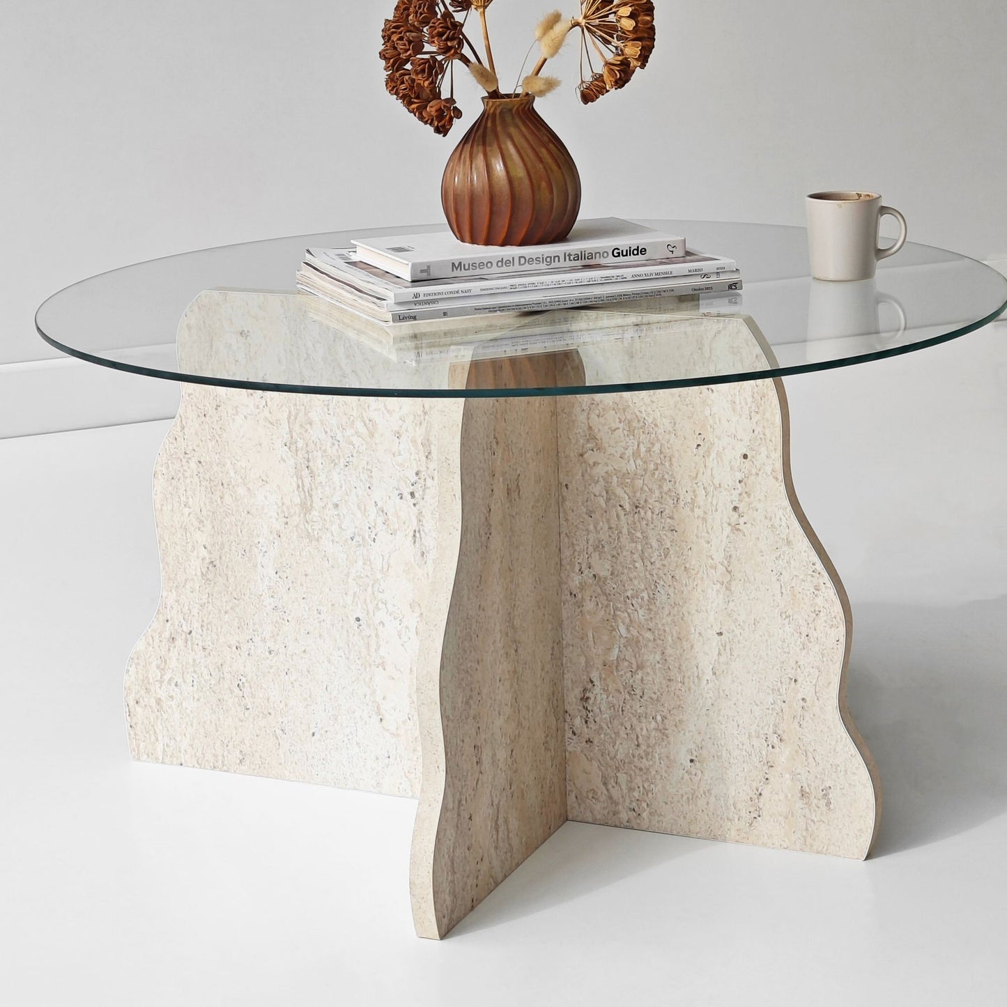Τραπεζάκι Σαλονιού Travertine - Διάφανο 75 x 75 x 40 εκ GR552NOS2599