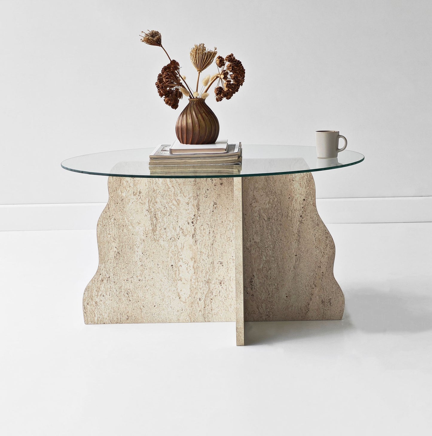 Τραπεζάκι Σαλονιού Travertine - Διάφανο 75 x 75 x 40 εκ GR552NOS2599