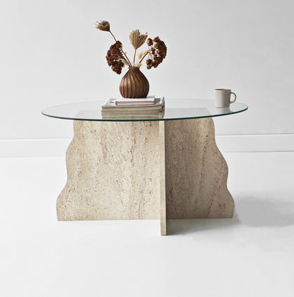 Τραπεζάκι Σαλονιού Travertine - Διάφανο 75 x 75 x 40 εκ GR552NOS2599