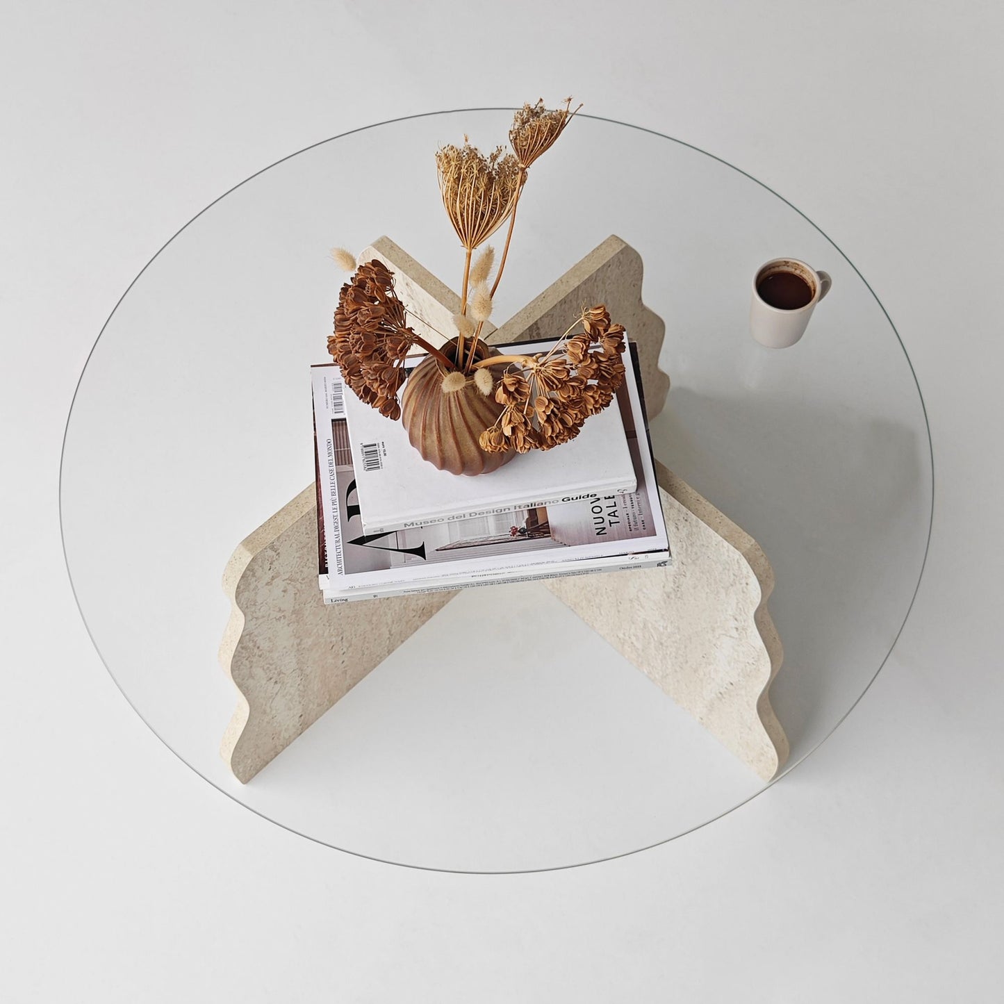 Τραπεζάκι Σαλονιού Travertine - Διάφανο 75 x 75 x 40 εκ GR552NOS2599