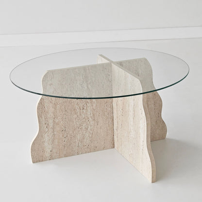 Τραπεζάκι Σαλονιού Travertine - Διάφανο 75 x 75 x 40 εκ GR552NOS2599