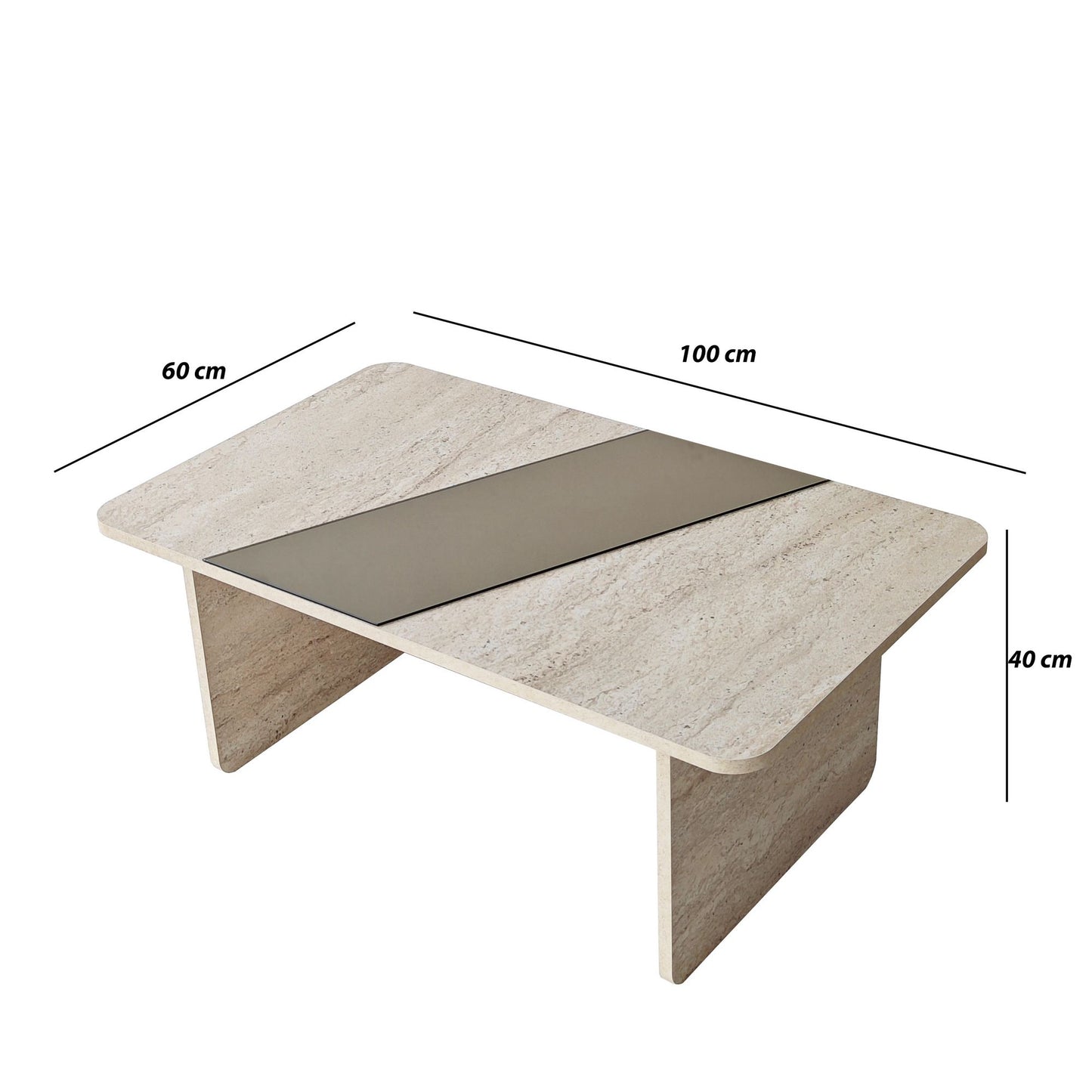 Τραπεζάκι Σαλονιού Μπρονζέ - Travertine 120 x 60 x 38 εκ GR552NOS2600