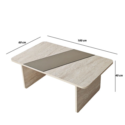 Τραπεζάκι Σαλονιού Μπρονζέ - Travertine 120 x 60 x 38 εκ GR552NOS2600