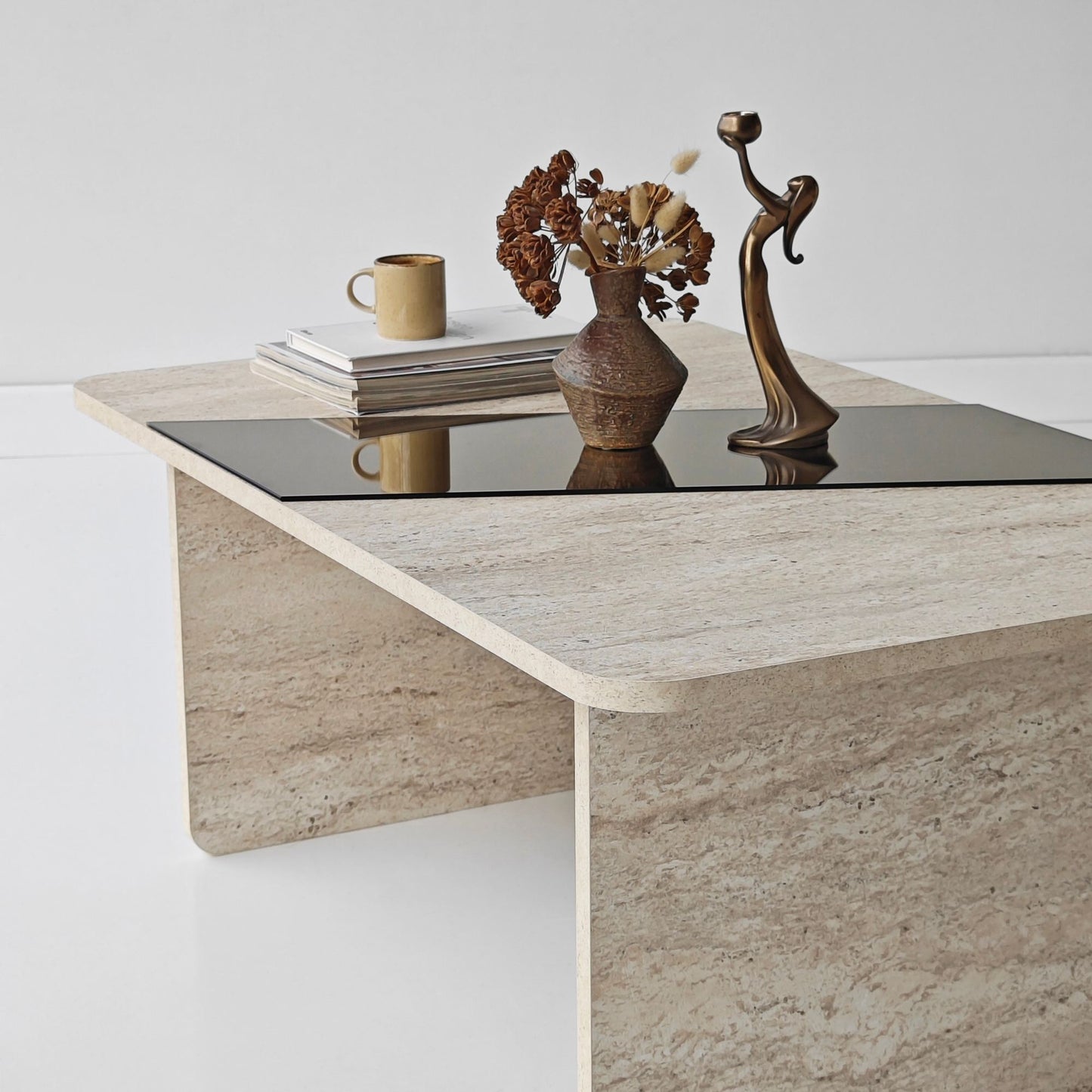 Τραπεζάκι Σαλονιού Μπρονζέ - Travertine 120 x 60 x 38 εκ GR552NOS2600