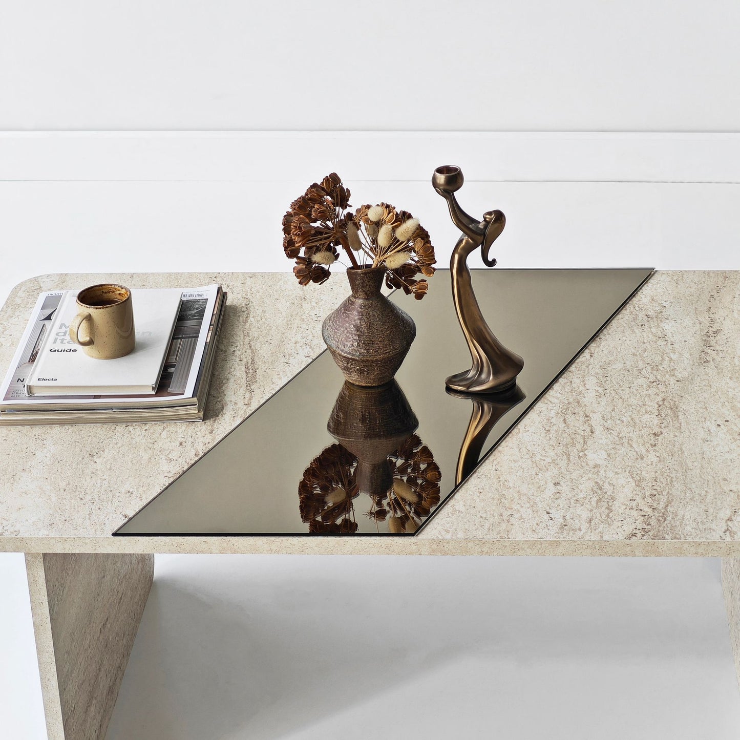 Τραπεζάκι Σαλονιού Μπρονζέ - Travertine 120 x 60 x 38 εκ GR552NOS2600