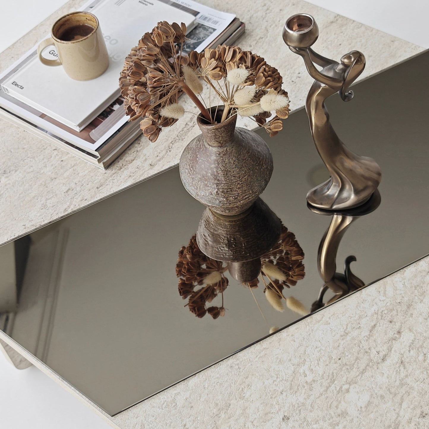 Τραπεζάκι Σαλονιού Μπρονζέ - Travertine 120 x 60 x 38 εκ GR552NOS2600
