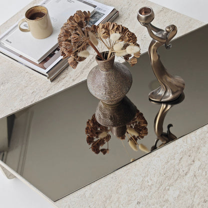 Τραπεζάκι Σαλονιού Μπρονζέ - Travertine 120 x 60 x 38 εκ GR552NOS2600