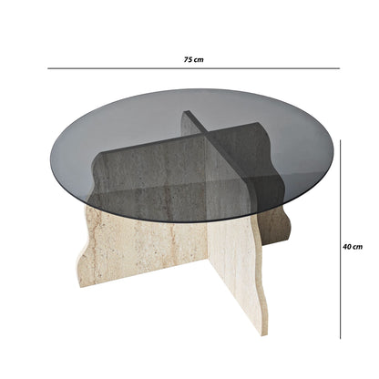 Τραπεζάκι Σαλονιού Travertine - Καπνιστό 75 x 75 x 40 εκ GR552NOS2602