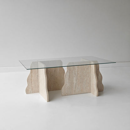 Τραπεζάκι Σαλονιού Travertine - Διάφανο 105 x 65 x 40 εκ GR552NOS2603