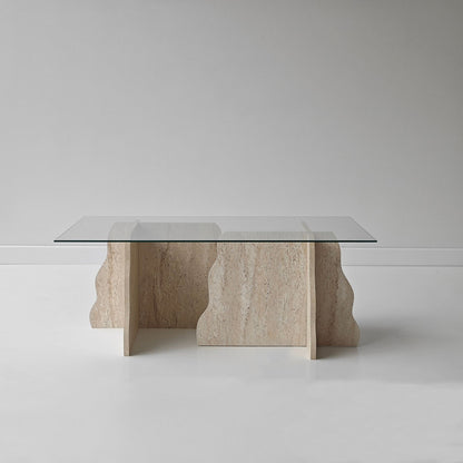 Τραπεζάκι Σαλονιού Travertine - Διάφανο 105 x 65 x 40 εκ GR552NOS2603