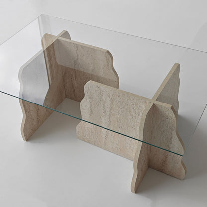 Τραπεζάκι Σαλονιού Travertine - Διάφανο 105 x 65 x 40 εκ GR552NOS2603
