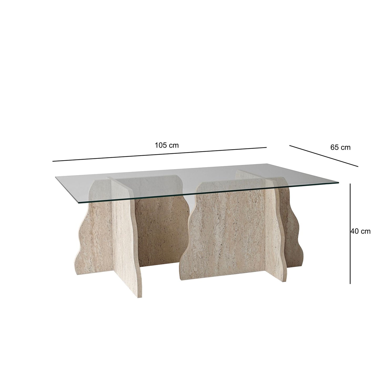 Τραπεζάκι Σαλονιού Travertine - Διάφανο 105 x 65 x 40 εκ GR552NOS2603