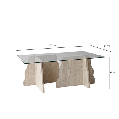 Τραπεζάκι Σαλονιού Travertine - Διάφανο 105 x 65 x 40 εκ GR552NOS2603