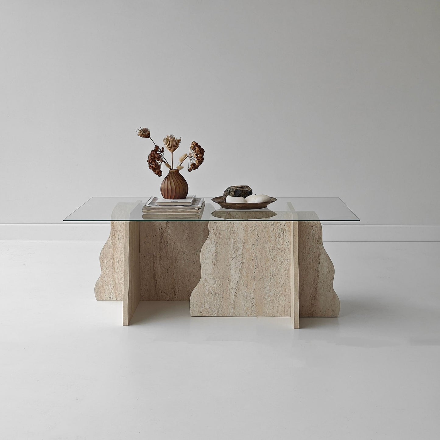 Τραπεζάκι Σαλονιού Travertine - Διάφανο 105 x 65 x 40 εκ GR552NOS2603