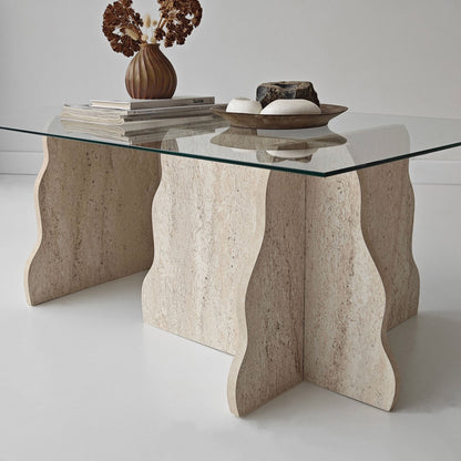 Τραπεζάκι Σαλονιού Travertine - Διάφανο 105 x 65 x 40 εκ GR552NOS2603