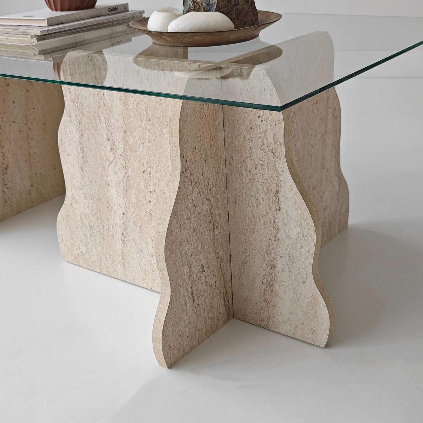 Τραπεζάκι Σαλονιού Travertine - Διάφανο 105 x 65 x 40 εκ GR552NOS2603