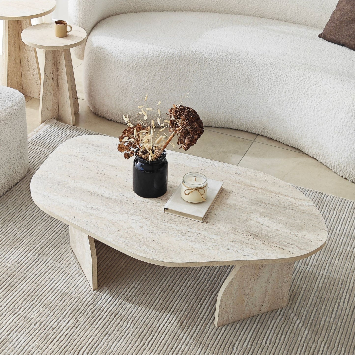 Τραπεζάκι Σαλονιού Travertine - Καπνιστό 100 x 60 x 35 εκ GR552NOS2607