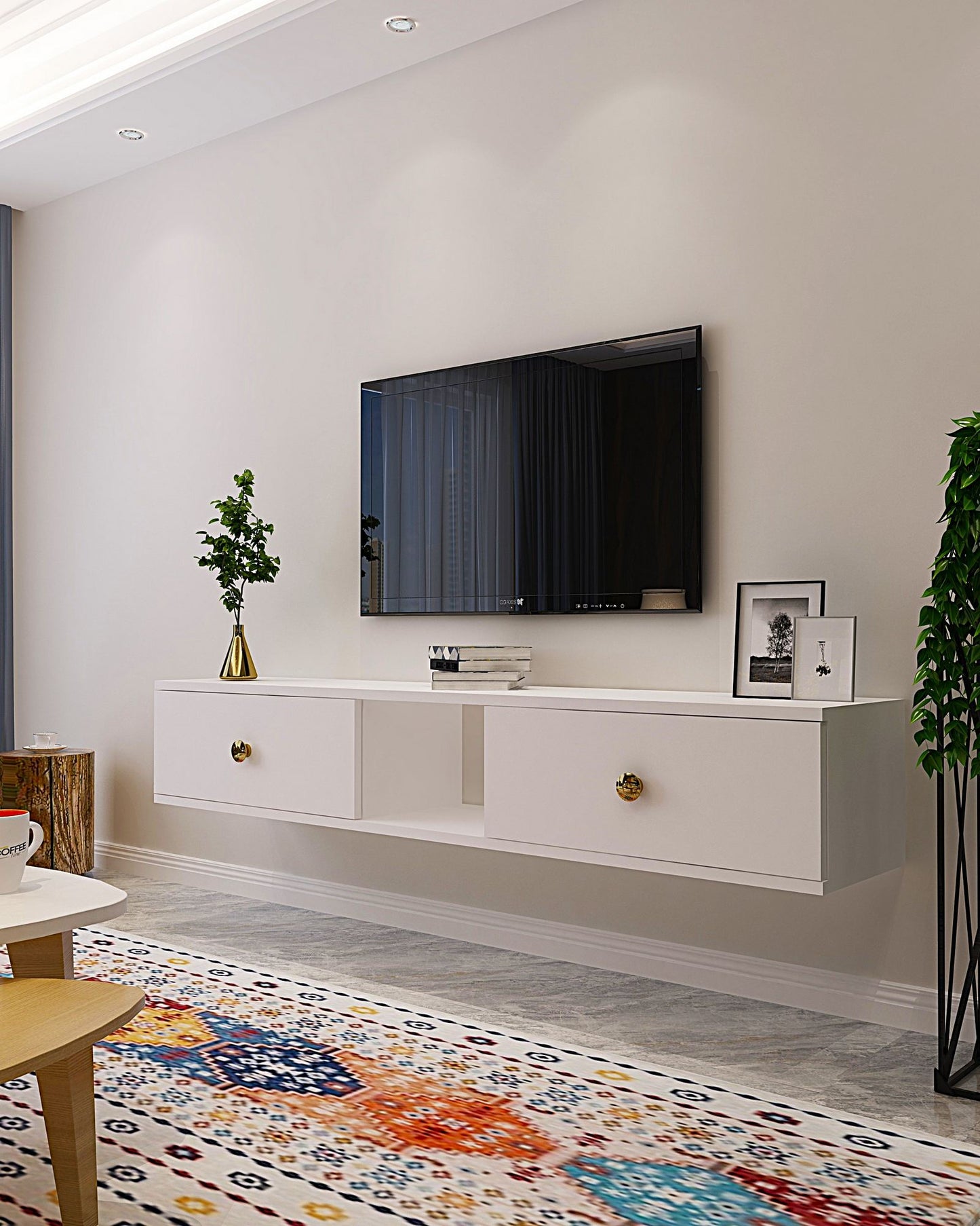 Έπιπλο Τηλεόρασης TV Βάση Σύνθεση Λευκό | 555CHM1105