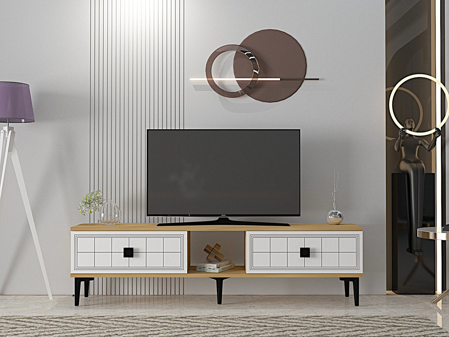 Έπιπλο Τηλεόρασης TV Βάση Σύνθεση Sapphire Δρυς Λευκό | 555CHM1115