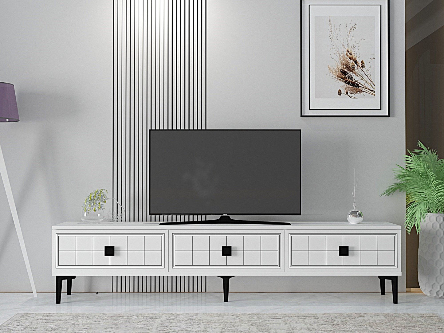 Έπιπλο Τηλεόρασης TV Βάση Σύνθεση Λευκό | 555CHM1117
