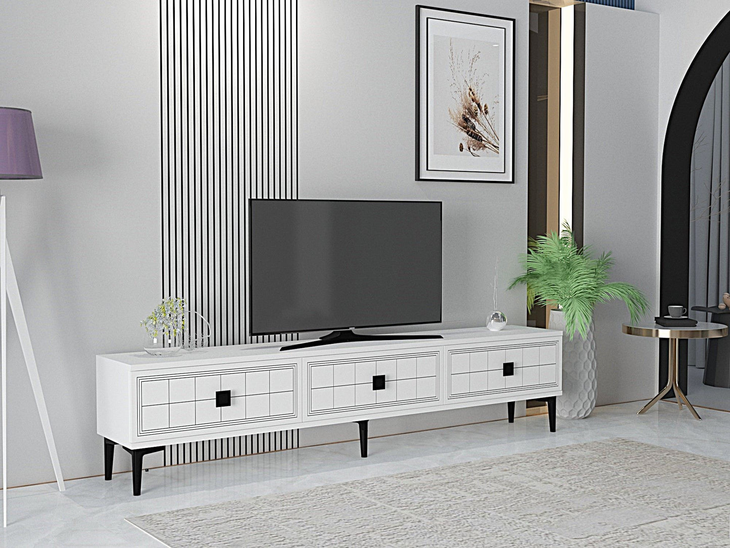 Έπιπλο Τηλεόρασης TV Βάση Σύνθεση Λευκό | 555CHM1117