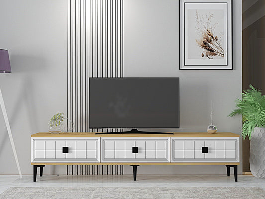 Έπιπλο Τηλεόρασης TV Βάση Σύνθεση Sapphire Δρυς Λευκό | 555CHM1118