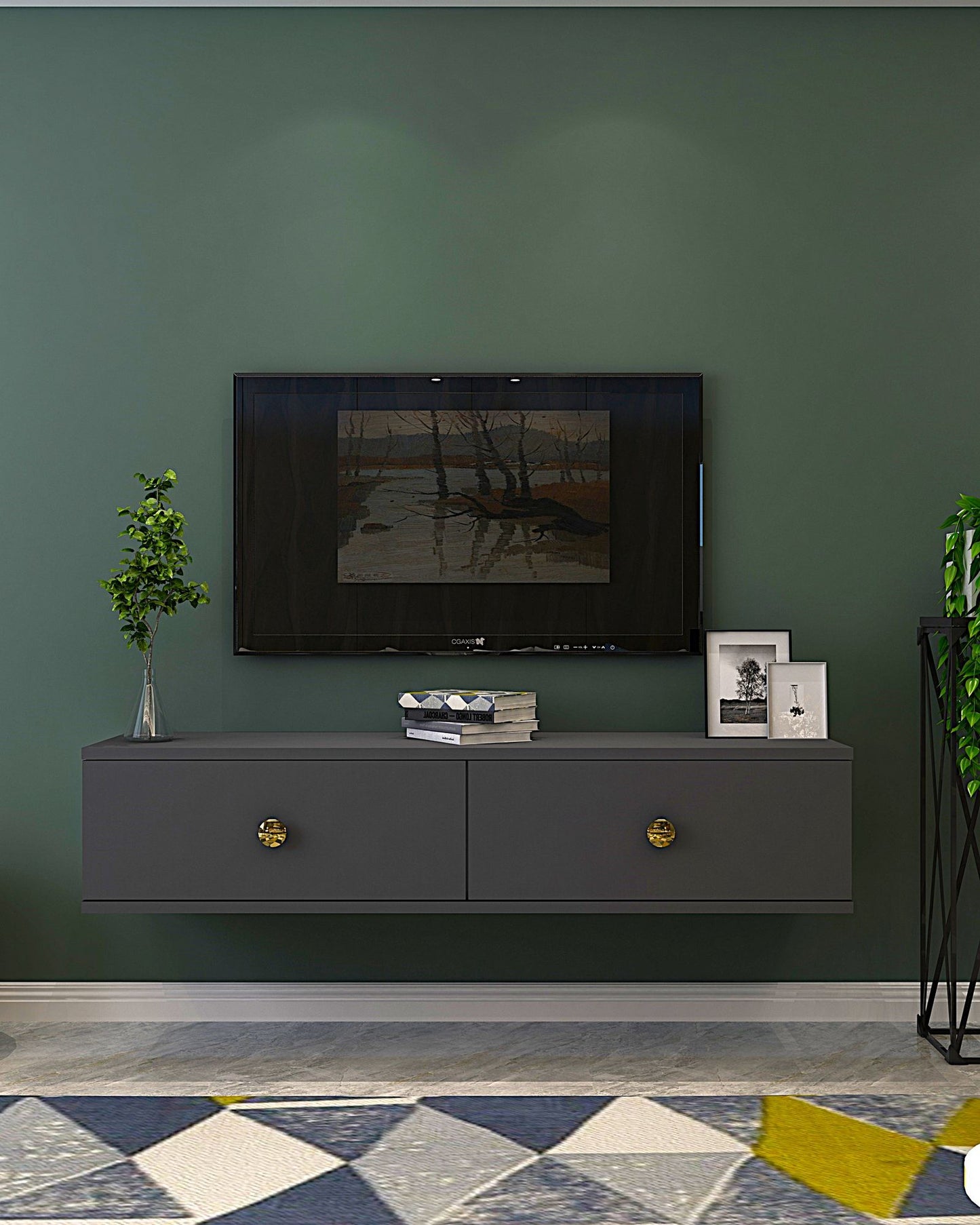 Έπιπλο Τηλεόρασης TV Βάση Σύνθεση Ανθρακί Χρυσό | 555CHM1119