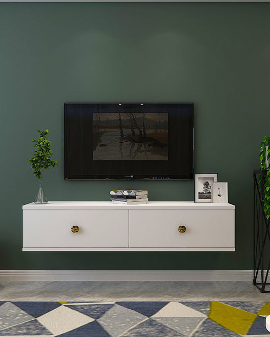 Έπιπλο Τηλεόρασης TV Βάση Σύνθεση Λευκό Χρυσό | 555CHM1120