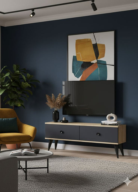 Έπιπλο Τηλεόρασης TV Βάση Σύνθεση Sapphire Δρυς Ανθρακί | 555CHM1129