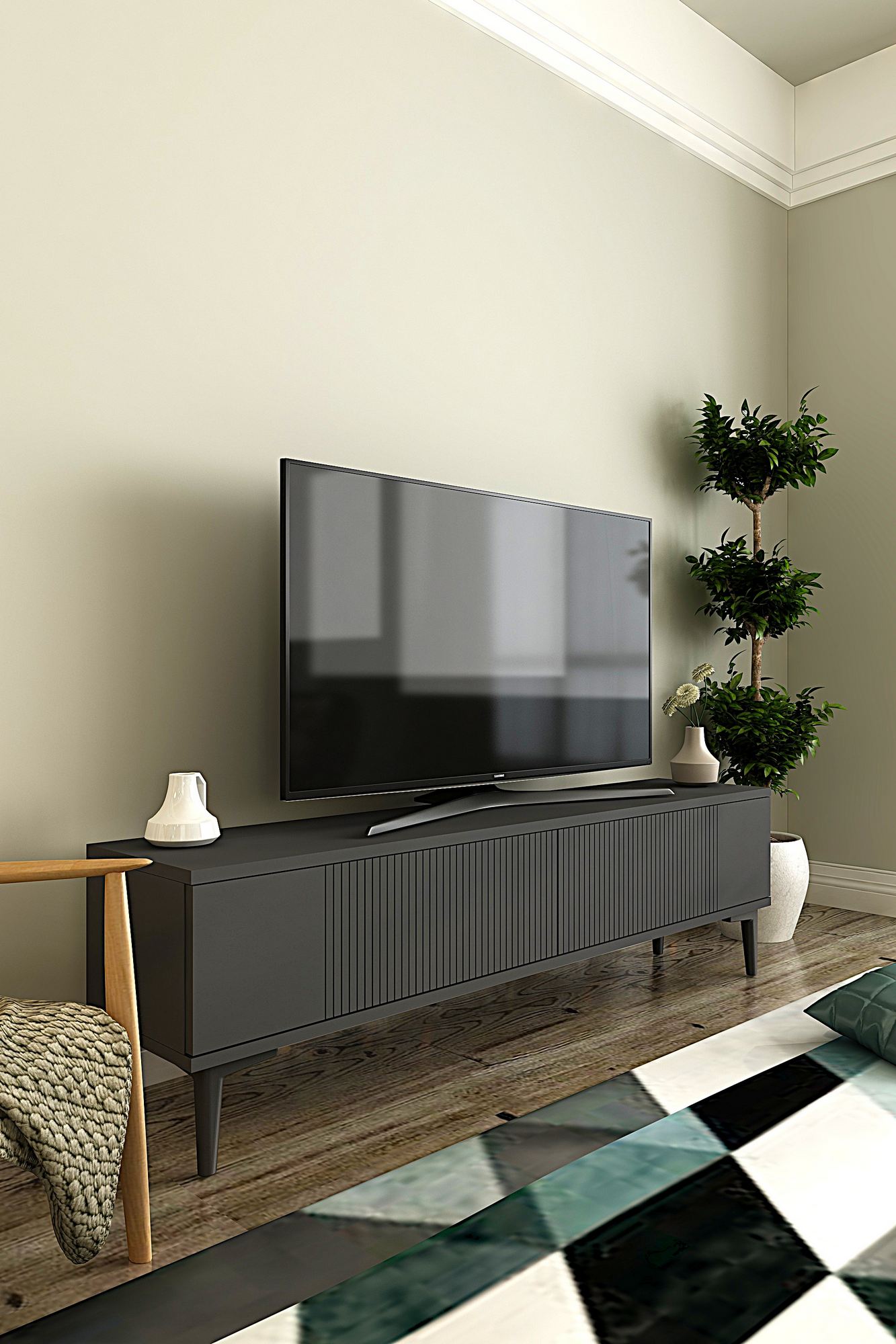 Έπιπλο Τηλεόρασης TV Βάση Σύνθεση Ανθρακί | 555CHM1131
