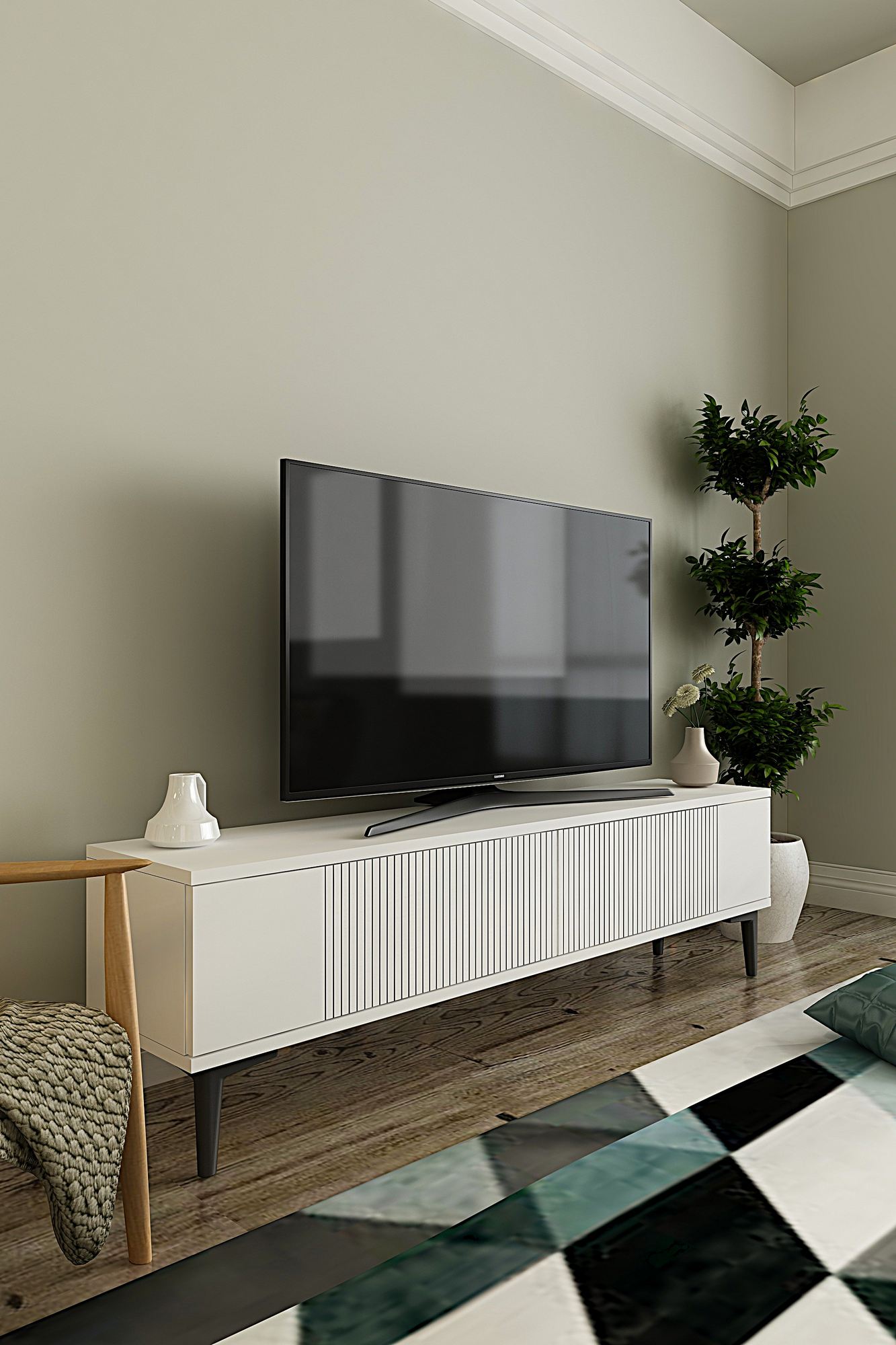 Έπιπλο Τηλεόρασης TV Βάση Σύνθεση Λευκό | 555CHM1132