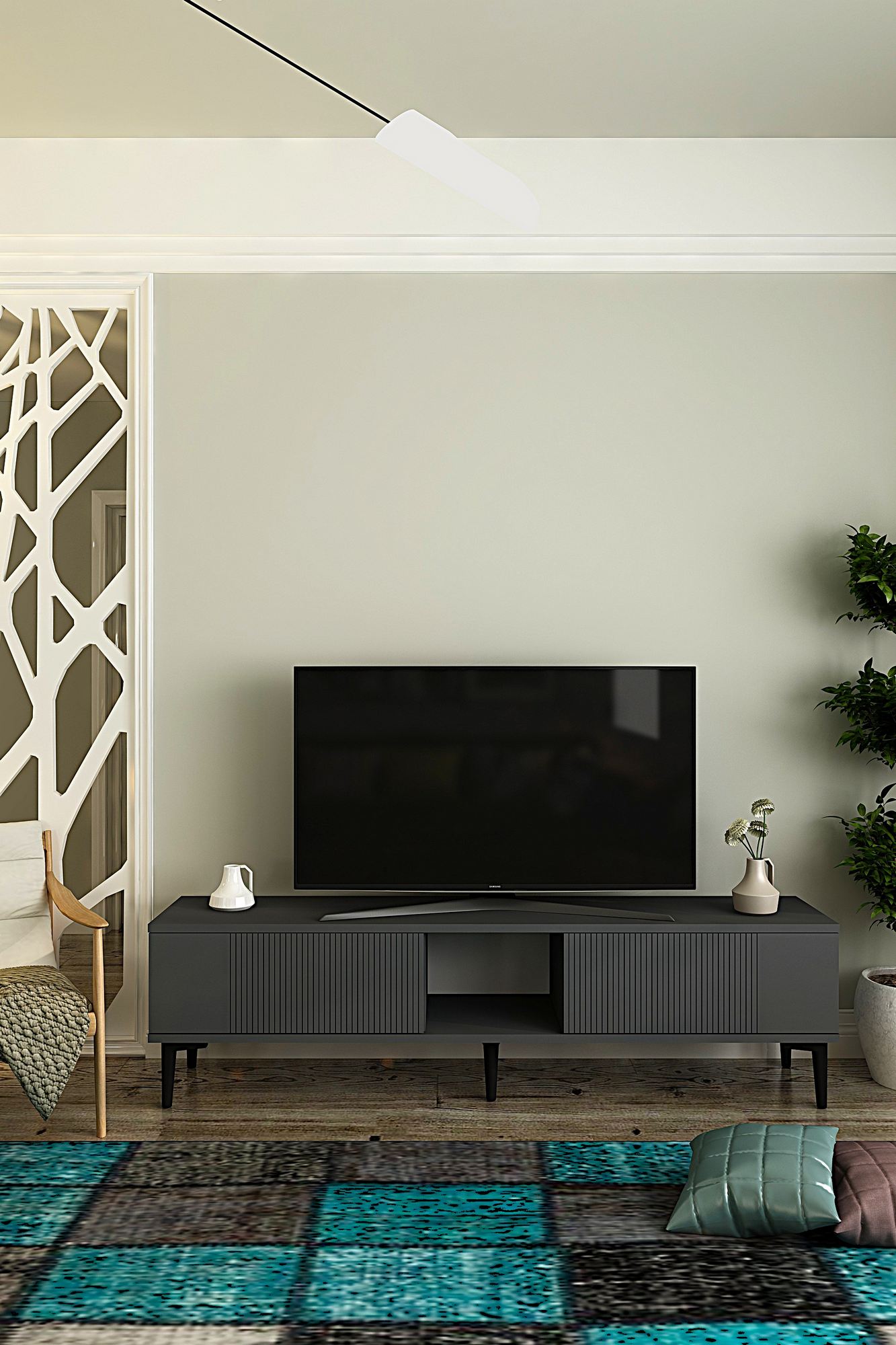 Έπιπλο Τηλεόρασης TV Βάση Σύνθεση Ανθρακί | 555CHM1134