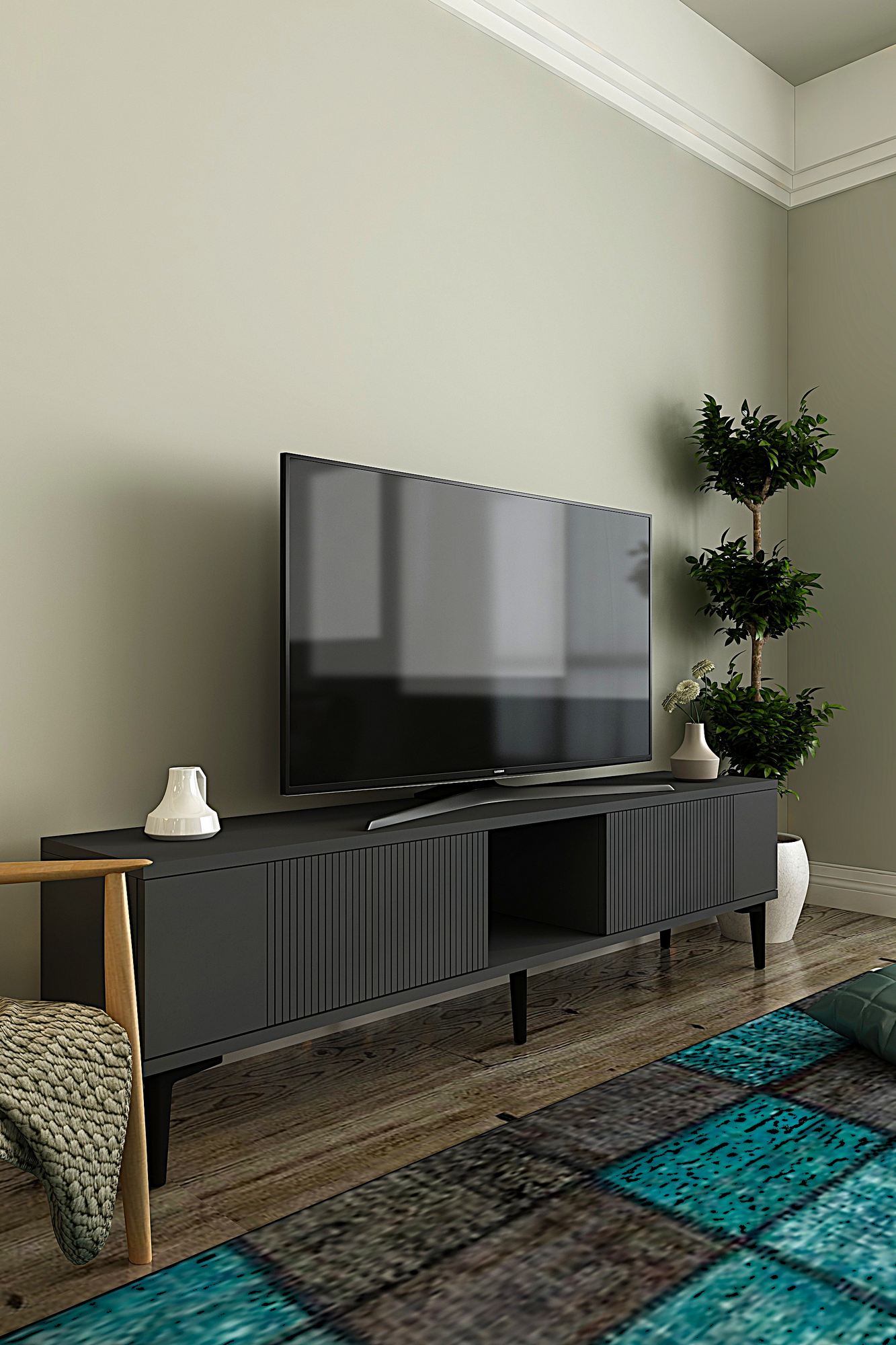 Έπιπλο Τηλεόρασης TV Βάση Σύνθεση Ανθρακί | 555CHM1134