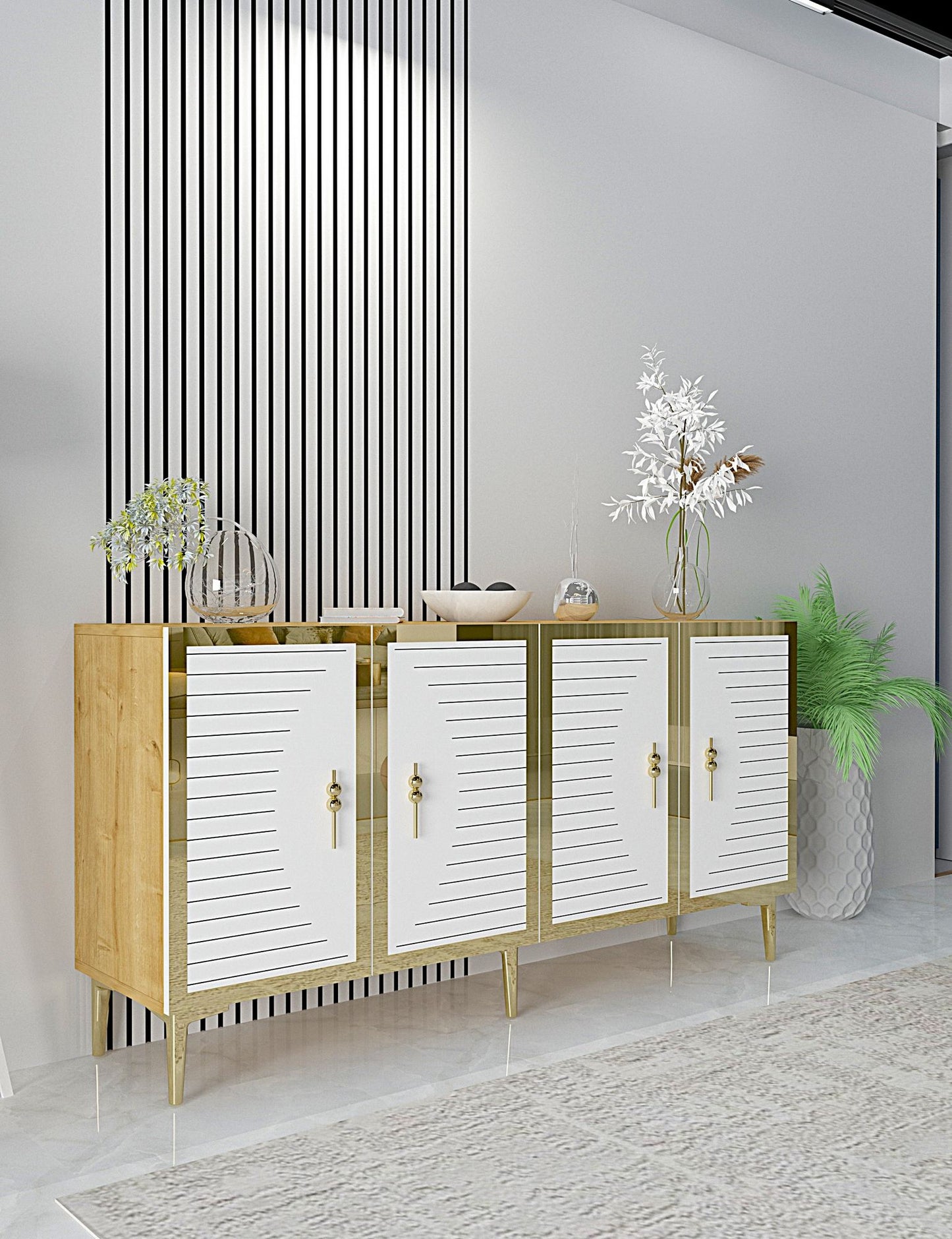 Μπουφές Sapphire
Λευκό
Χρυσό 150x32x75cm | 555CHM1317