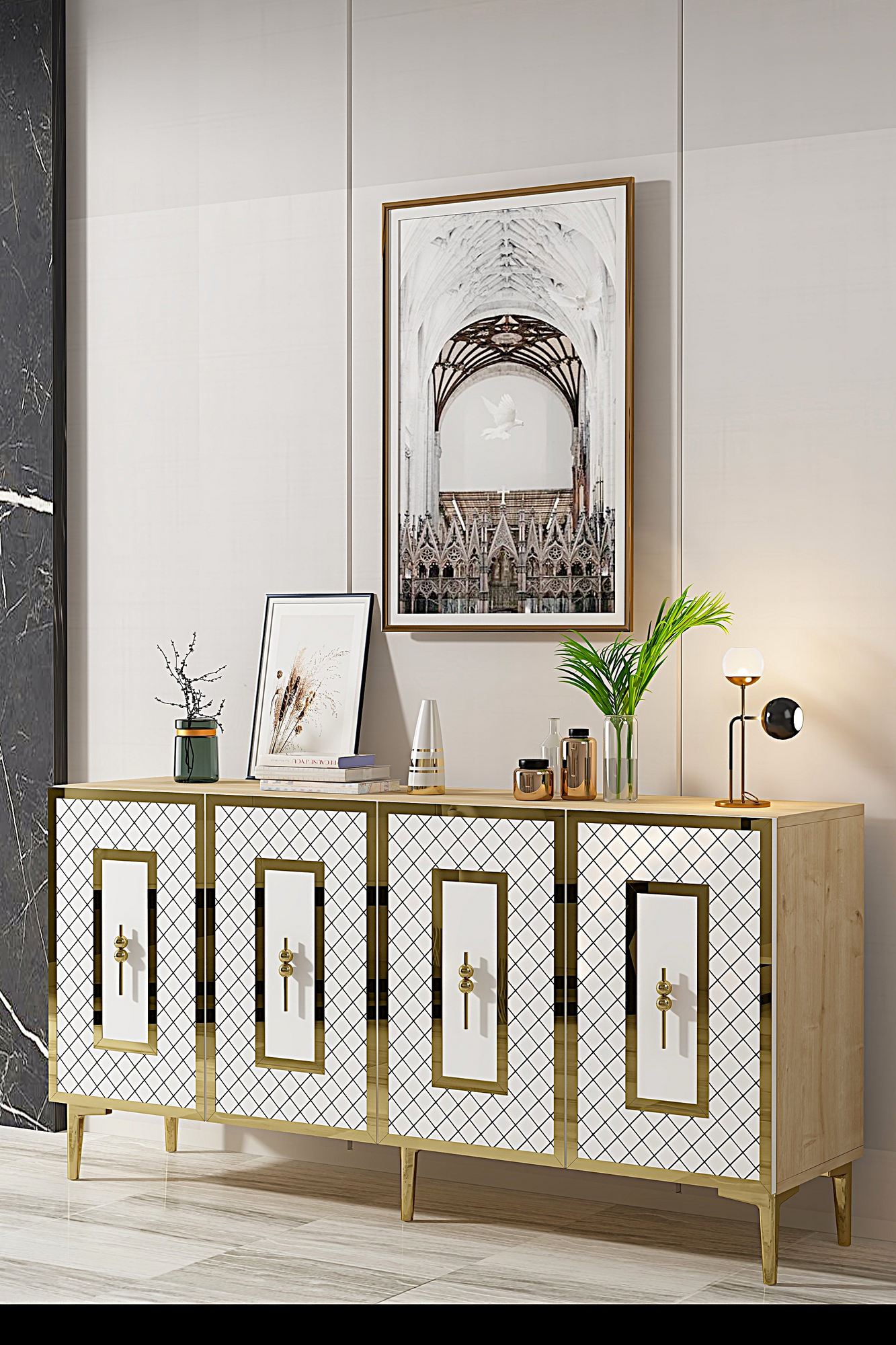 Μπουφές Sapphire Δρυς
Λευκό
Χρυσό 150x32x75cm | 555CHM1326