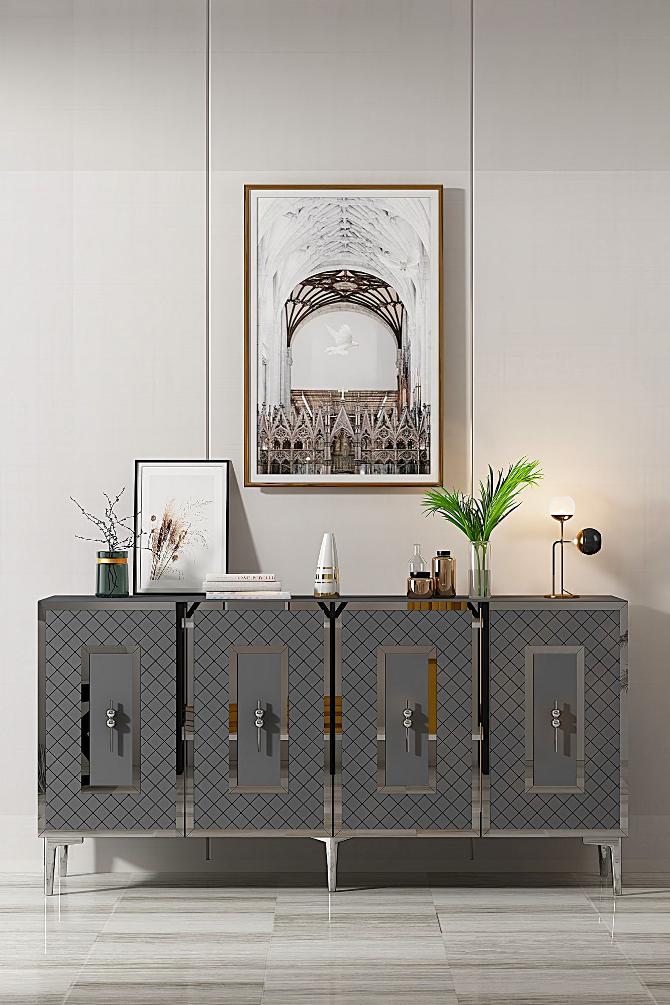 Μπουφές Ανθρακί
Ασημί 150x32x75cm | 555CHM1327