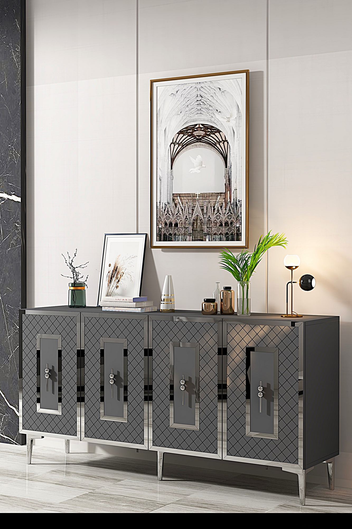 Μπουφές Ανθρακί
Ασημί 150x32x75cm | 555CHM1327