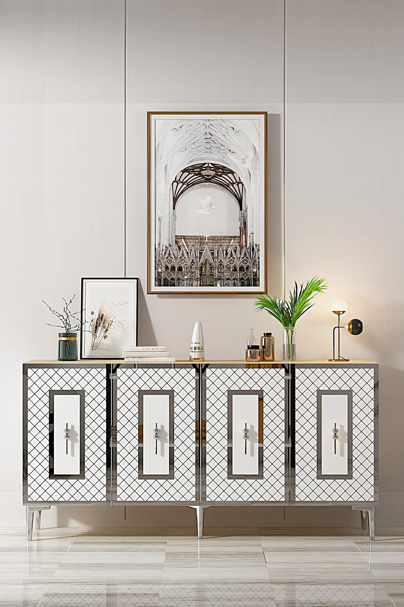 Μπουφές Sapphire Δρυς
Λευκό
Ασημί 150x32x75cm | 555CHM1329