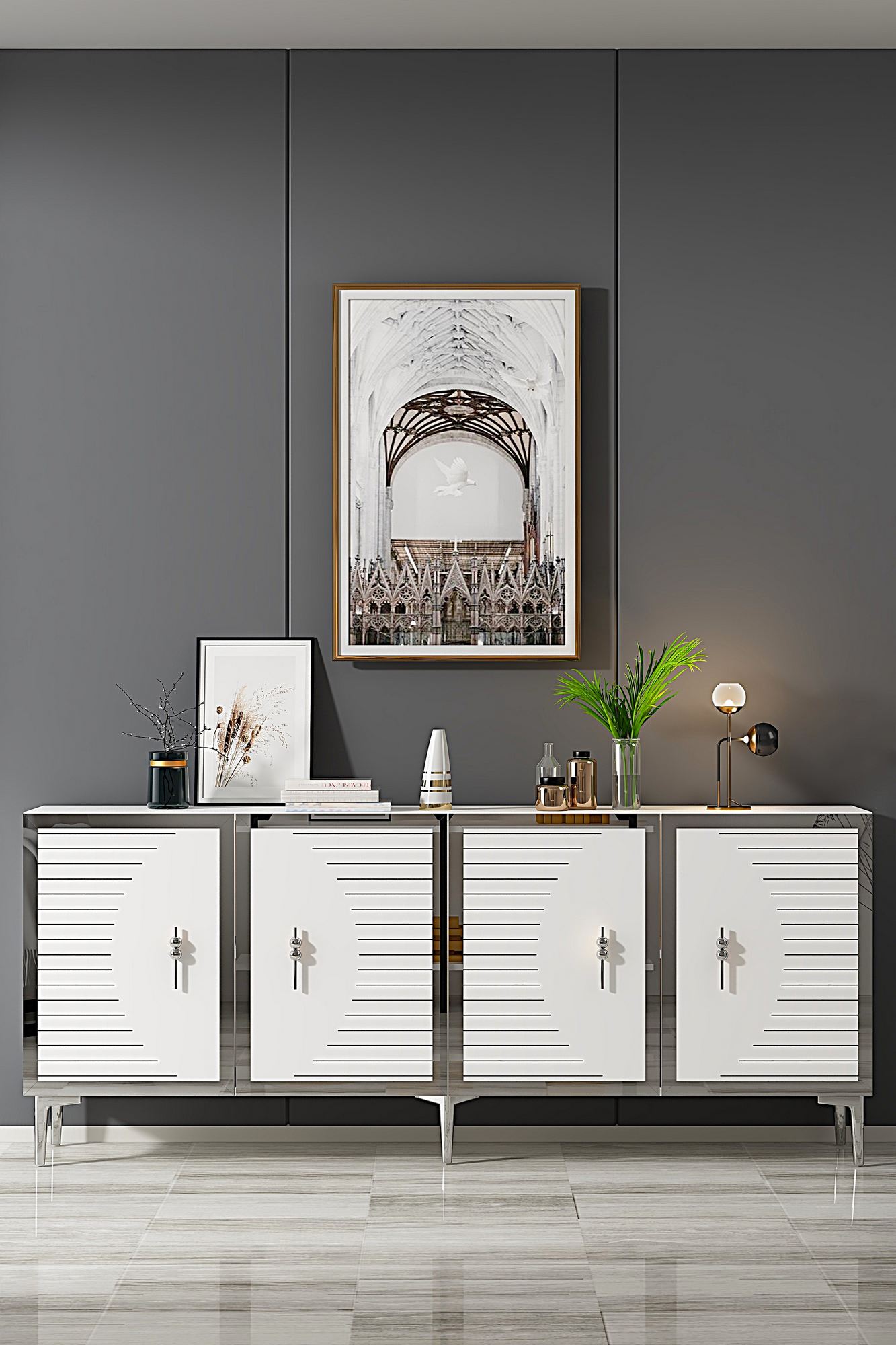 Μπουφές Λευκό
Ασημί 180x32x75cm | 555CHM1331