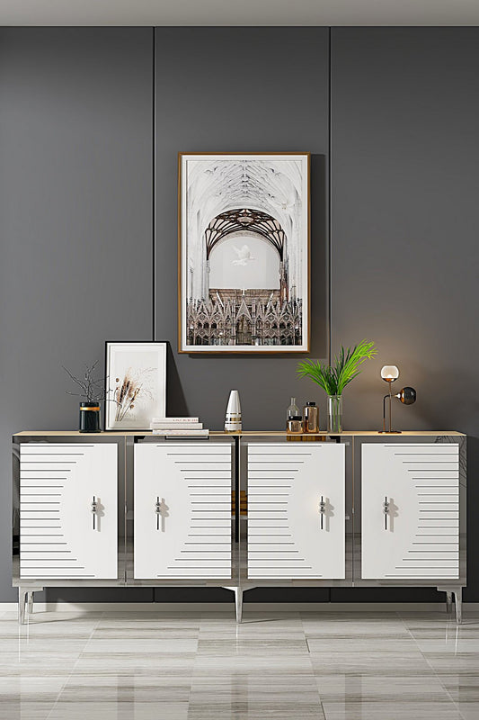 Μπουφές Sapphire Δρυς
Λευκό
Ασημί 180x32x75cm | 555CHM1332