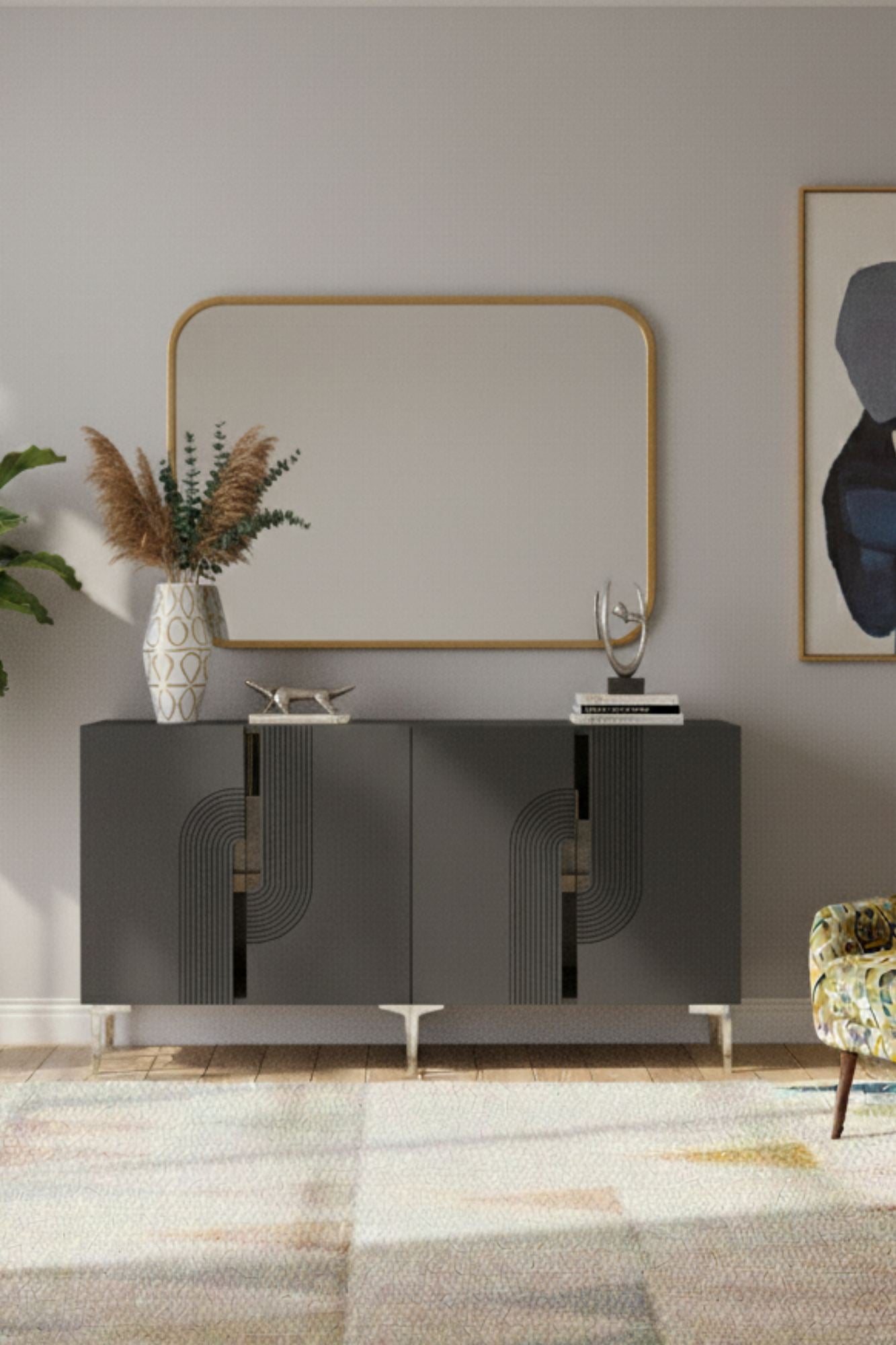 Μπουφές Ανθρακί
Ασημί 150x32x75cm | 555CHM1346