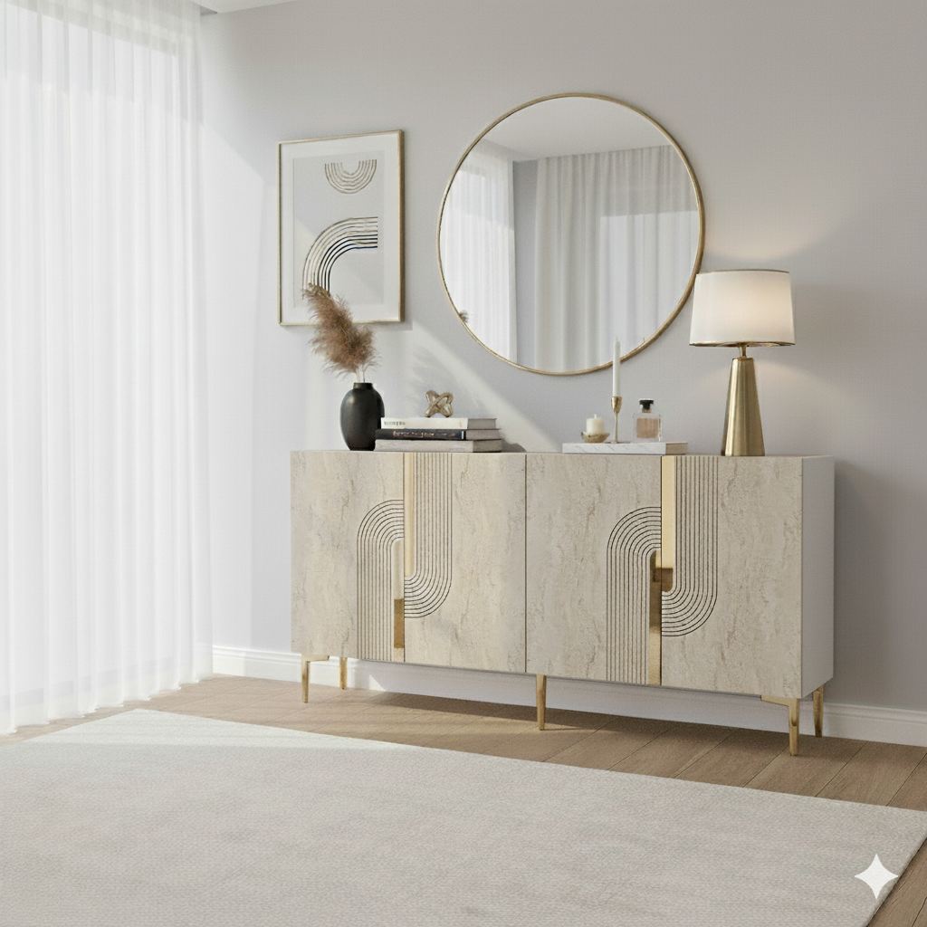 Μπουφές Λευκό
Τραβερτίνη
Χρυσό 150x32x75cm | 555CHM1349
